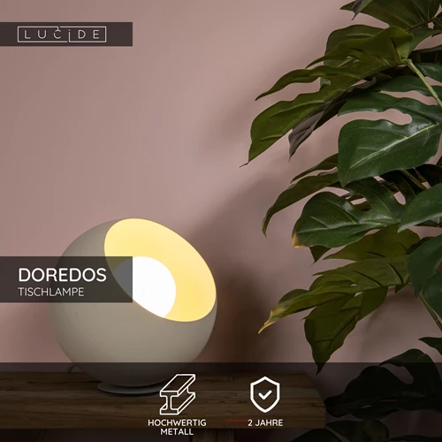 Lucide DOREDOS - Tischlampe - Ø 20 cm - 1xE27 - Beige - USP